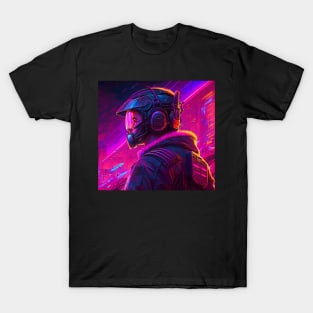 Cyberpunk synthwave halo astronaut explorer T-Shirt